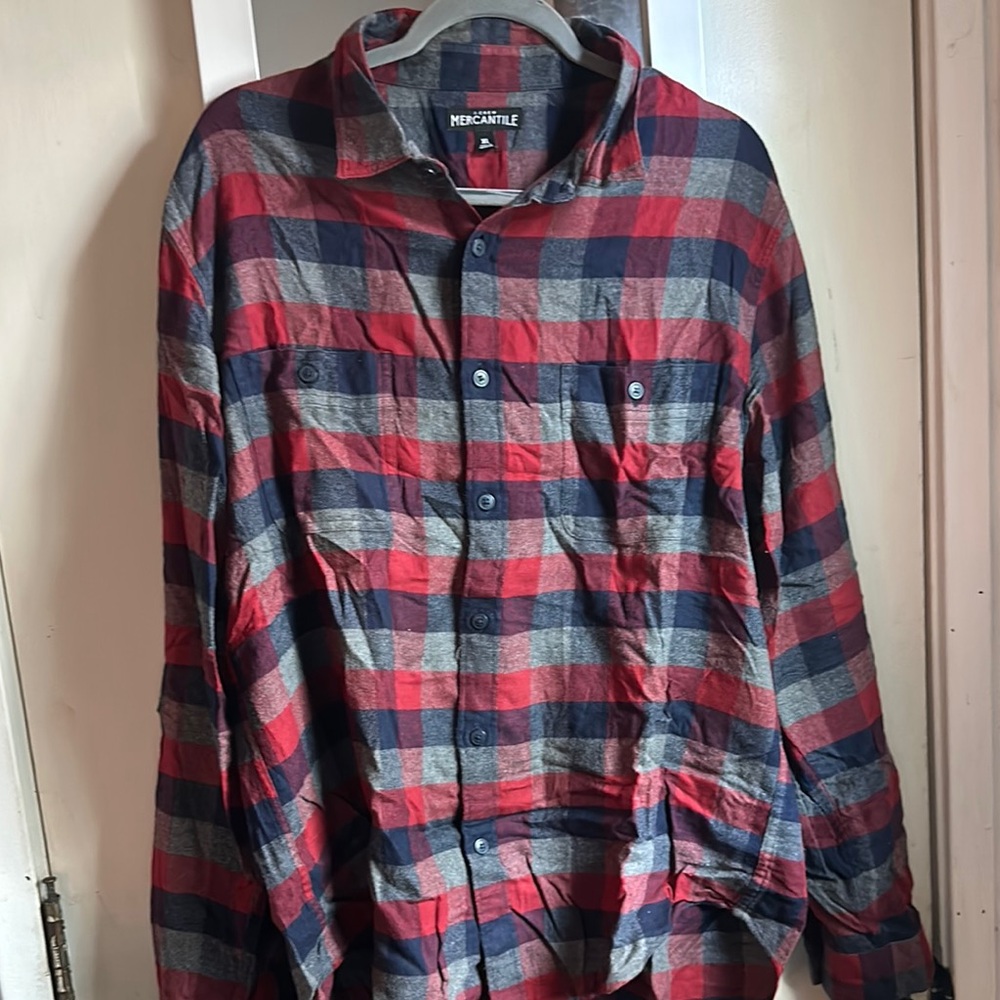 Red and Blue Plaid Button-Up Shirt